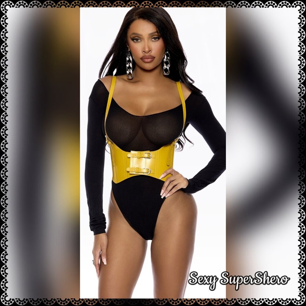 🆕💛Yellow Leather Harness/ Waist Belt with Buckle Straps
